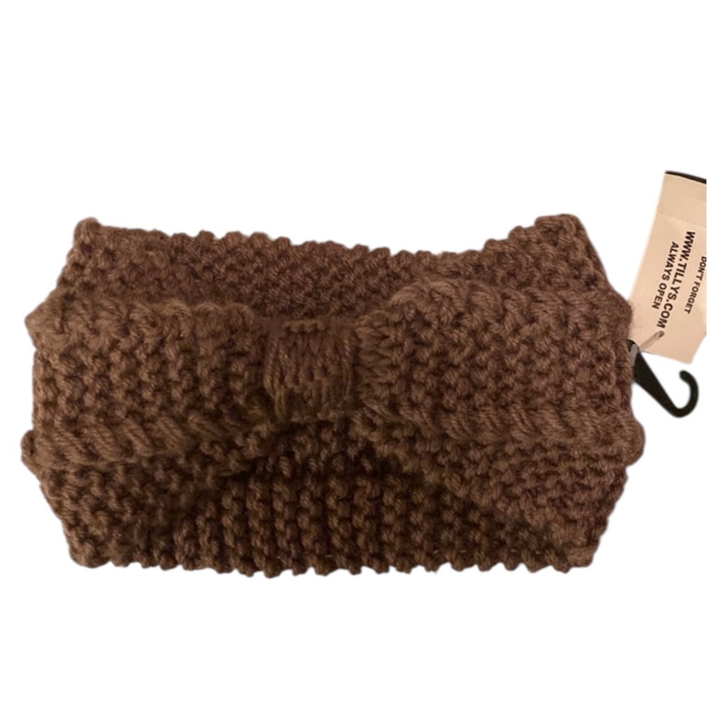 Chunky Knit Bow Headband Brown Ear Warmer Winter Boho NWT